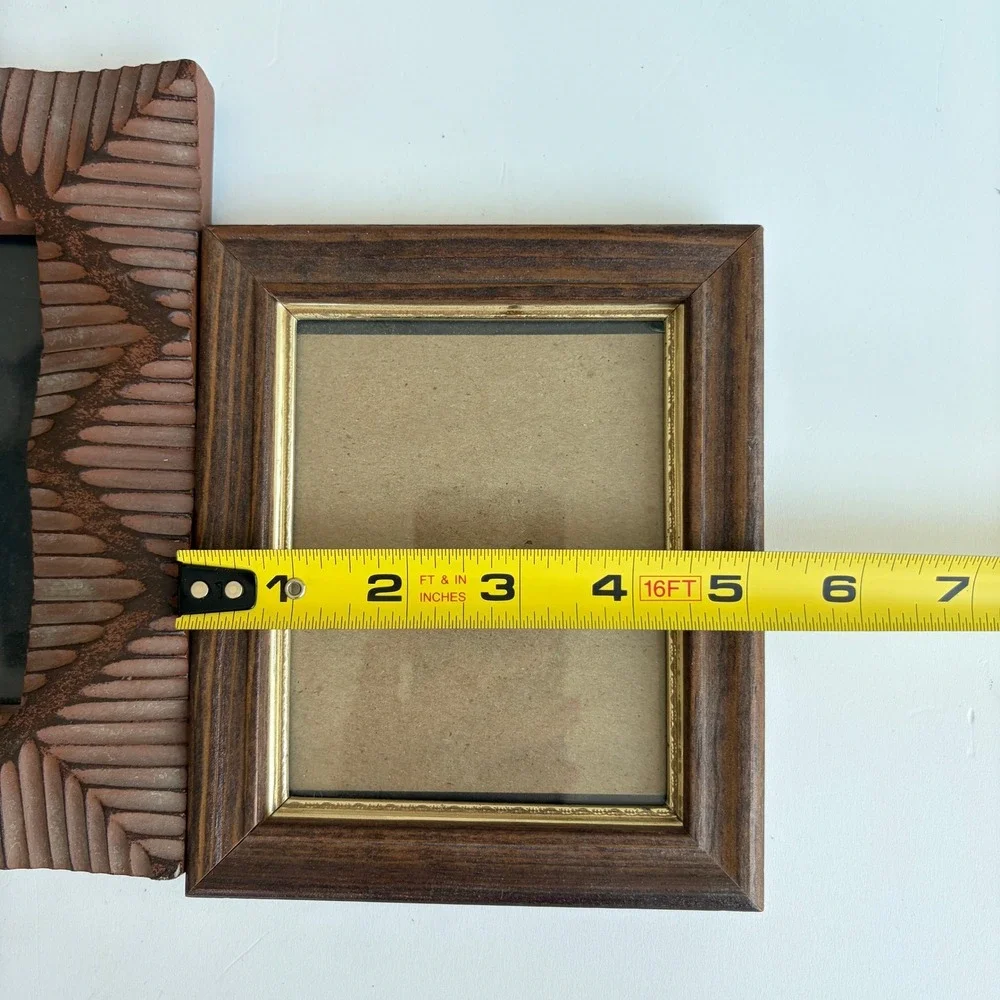 Vintage Picture Frame Set Gold Metal Wood Pier 1 Carved Textured 3 Piece Bundle